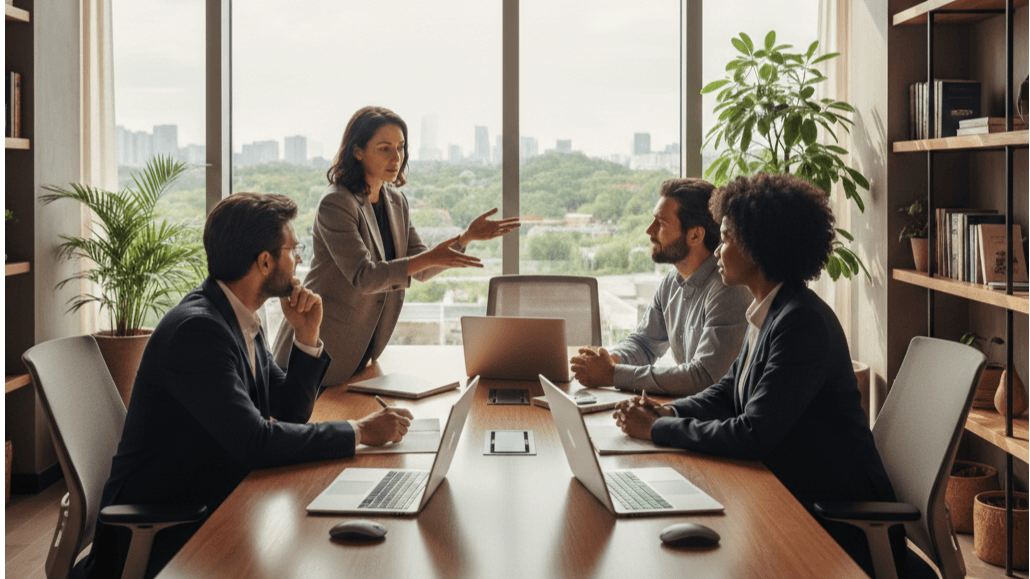 Leadership presentation in a conference setting